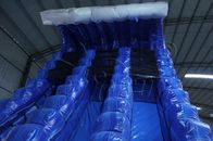 Lange kommerzielle aufblasbare Wasserrutsche, blaue Zerstampfungs-Doppelt-Weg-Wasserrutsche fournisseur